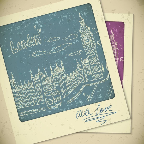 Londyn gryzmołów — rysunek krajobraz w stylu vintage — Wektor stockowy