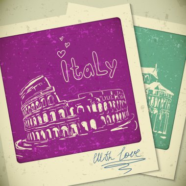 İtalya el vintage tarzı çizilmiş yatay