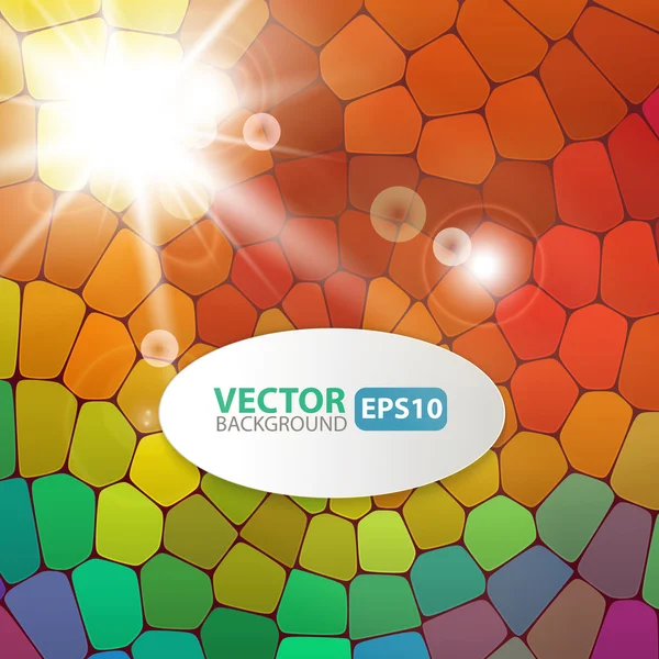 Kleurrijke mozaïek achtergrond met sunburst flare — Stockvector