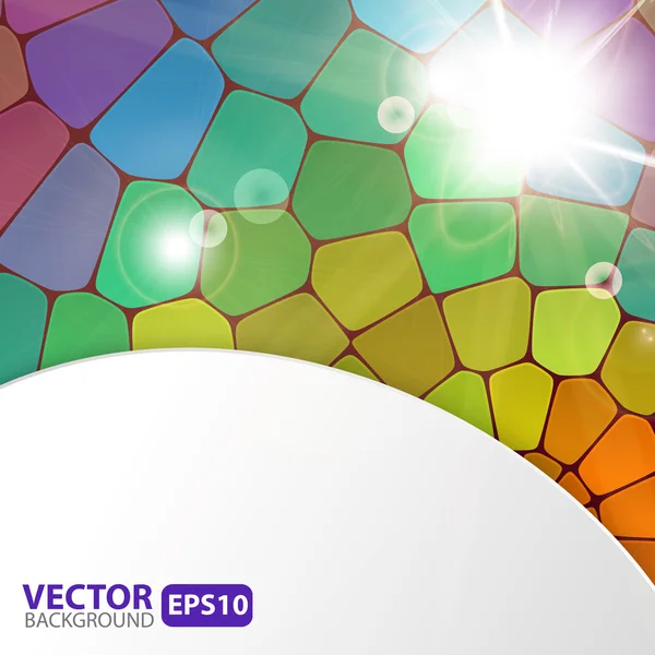 Färgglad mosaik bakgrund med sunburst flare — Stock vektor