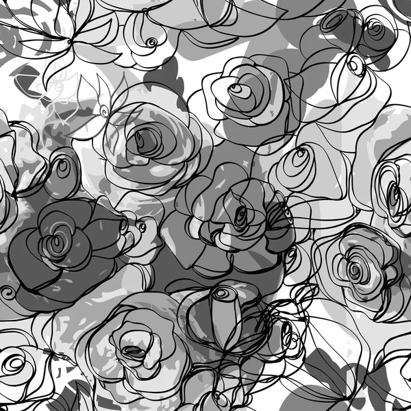 Fondo floral monocromo sin costuras — Archivo Imágenes Vectoriales