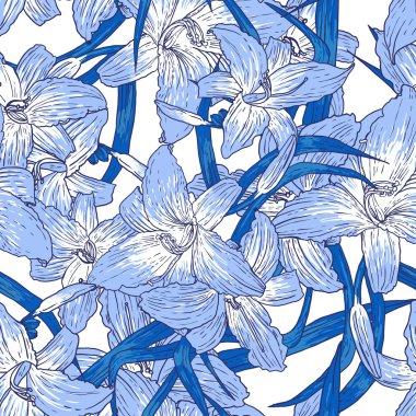 Zambak ile sorunsuz çiçek desenli