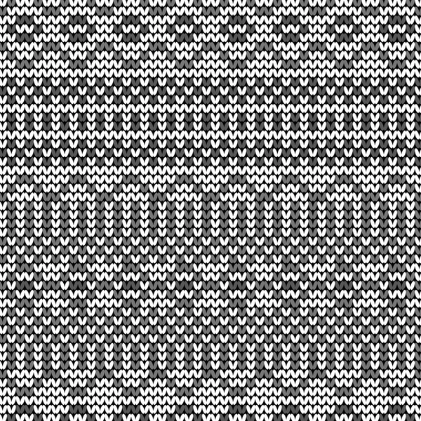 Černobílý vzor bezešvé pletené — Stockový vektor
