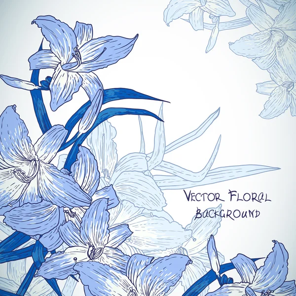 Fondo floral con lirios en estilo vintage — Archivo Imágenes Vectoriales