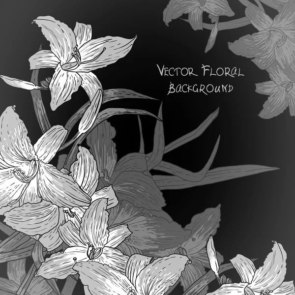 Květinové pozadí s lilií v retro stylu — Stockový vektor