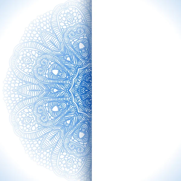 Blue winter round lace background — Stock Vector