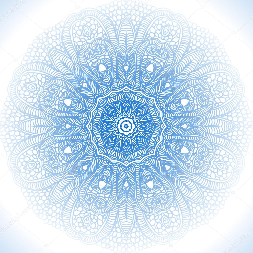 Blue winter round lace background