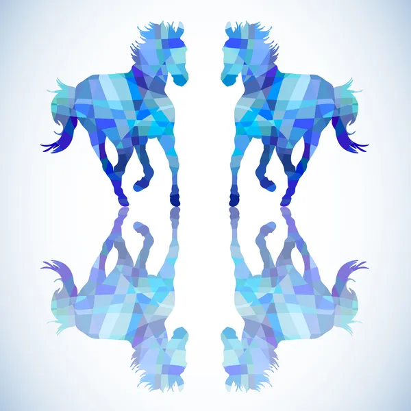 Cheval abstrait bleu aux formes géométriques — Image vectorielle