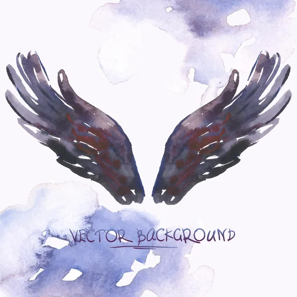 Fundo aquarela com asas de anjo —  Vetores de Stock