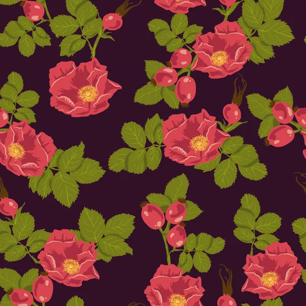 Bezešvé květinové pozadí s divoká růže — Stockový vektor