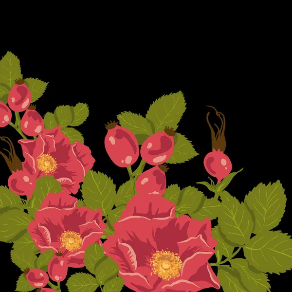 野生玫瑰，野蔷薇花背景 — 图库矢量图片