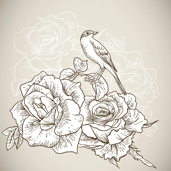 Beau fond rose avec des oiseaux — Image vectorielle