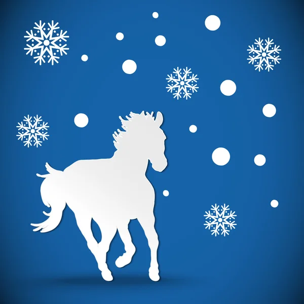 Cartão de saudação vetorial com cavalo silhueta — Vetor de Stock