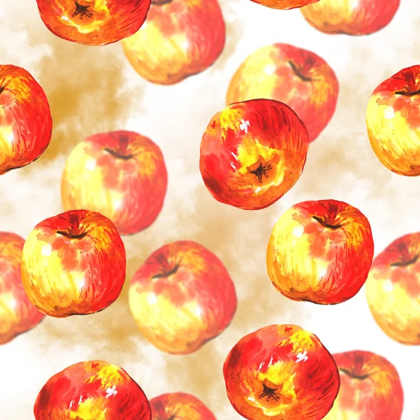 Akvarell bakgrunden med äpplen — Stockfoto