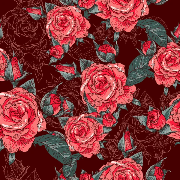 美丽无缝玫瑰背景 — 图库矢量图片
