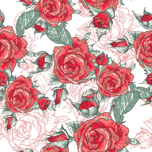 美丽无缝玫瑰背景 — 图库矢量图片