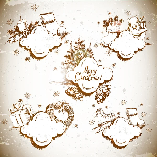 Doodle Nouvel An et cadre de Noël — Image vectorielle