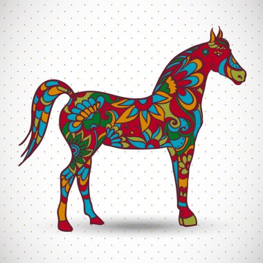 çiçekler ve süs eşyaları ile at