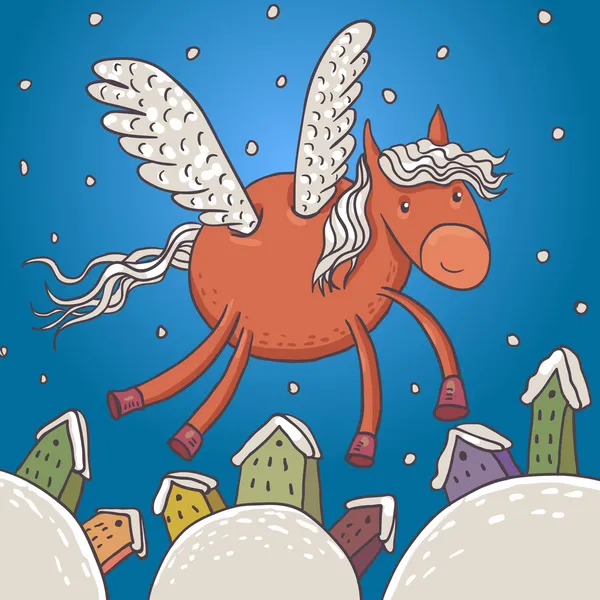 Cavallo con ali, illustrazione vettoriale — Vettoriale Stock
