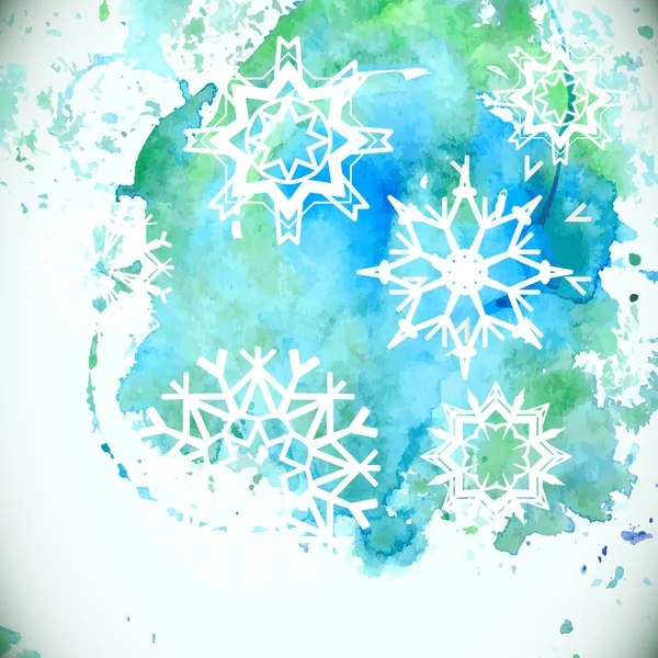 Watercolor snowflakes background — Stock Vector