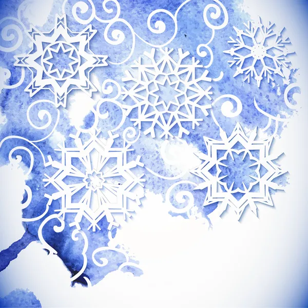 Watercolor snowflakes background — Stock Vector