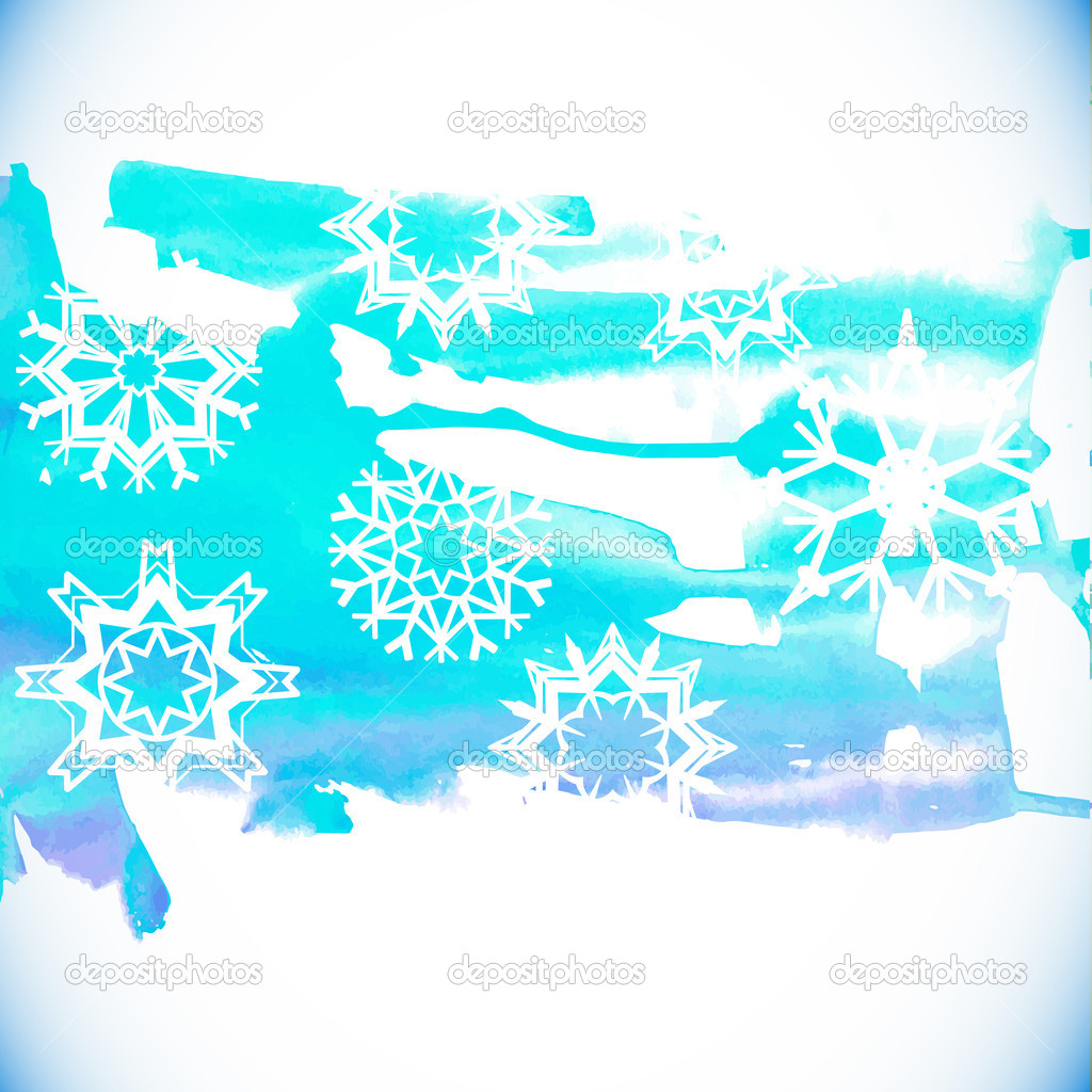 Watercolor snowflakes background