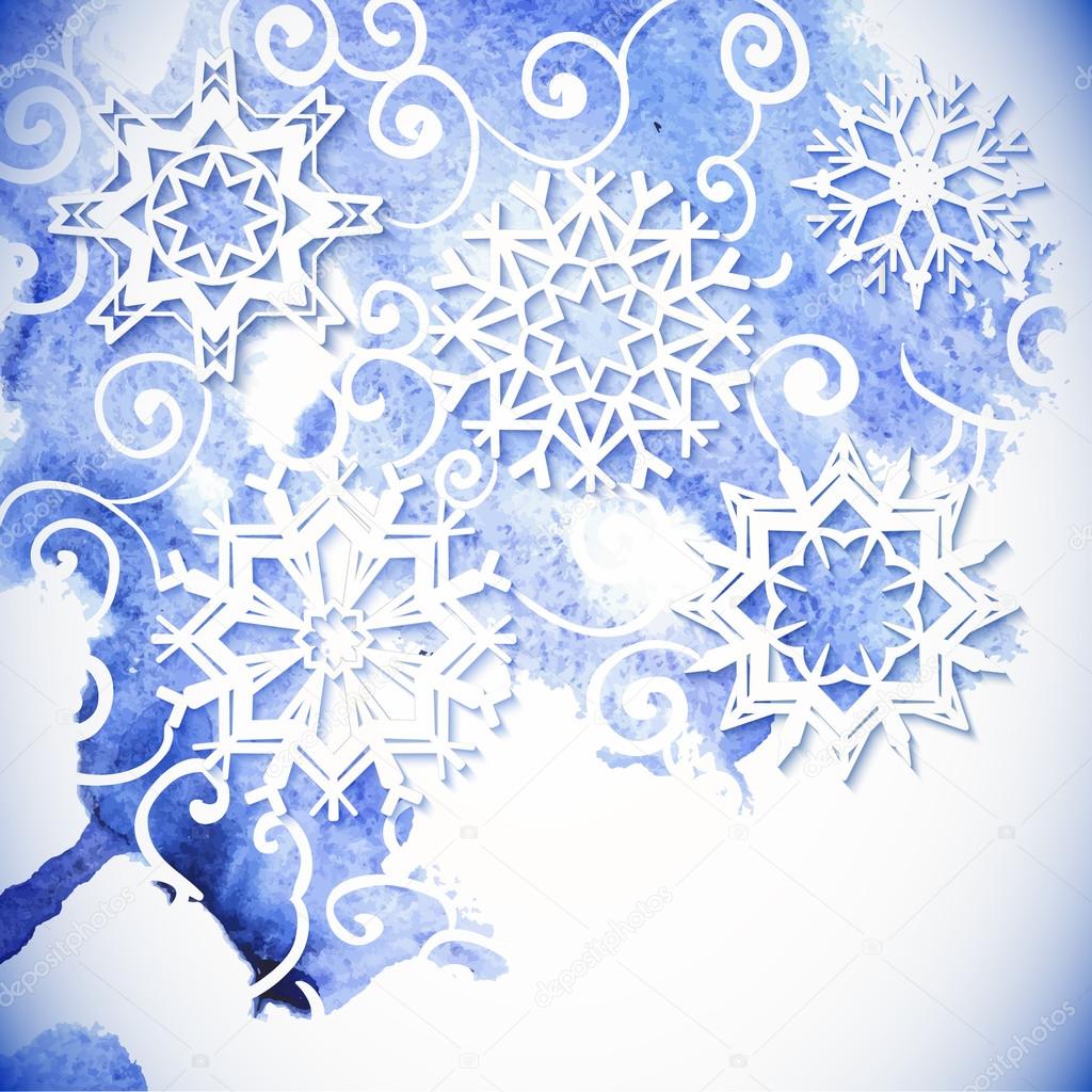 Watercolor snowflakes background