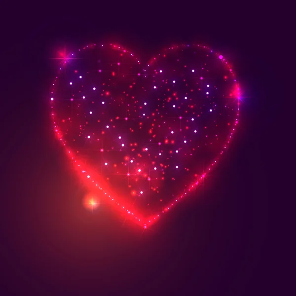 Amor corazón fondo de hermosas estrellas brillantes — Vector de stock