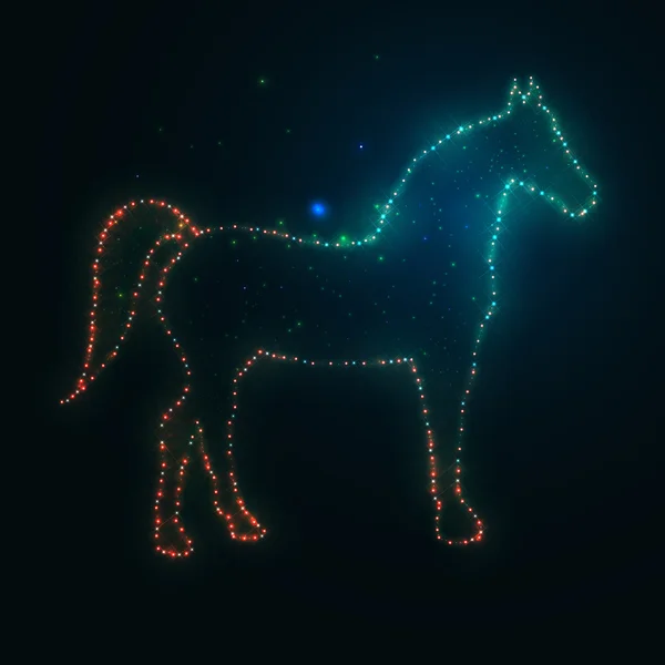 Cavallo silhouette da belle stelle luminose — Vettoriale Stock