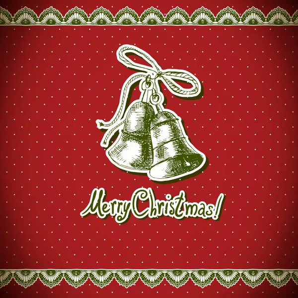 Kerstmis holly en bell. Vintage achtergrond — Stockvector