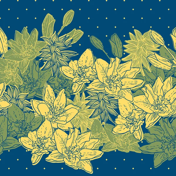 无缝花卉背景与鸟 — 图库矢量图片