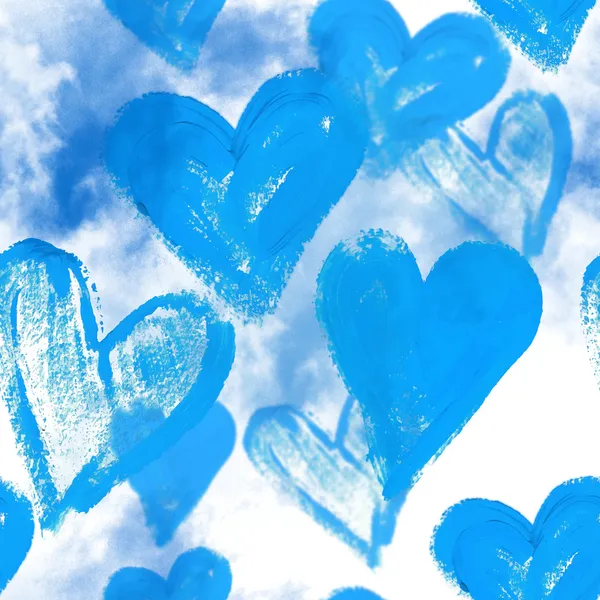 Seamless watercolor background with hearts — Stock Photo, Image