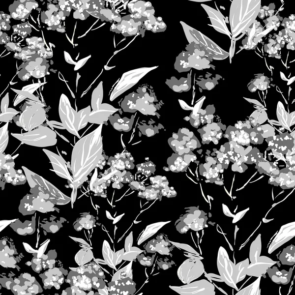 Fond floral monochrome sans couture — Image vectorielle