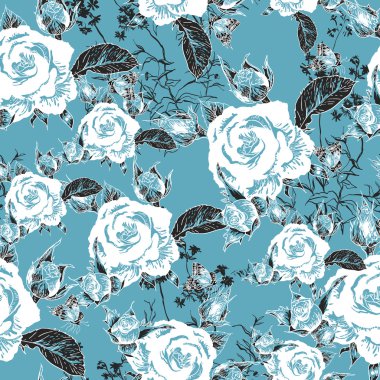 Gül ve kelebekler sorunsuz arka plan