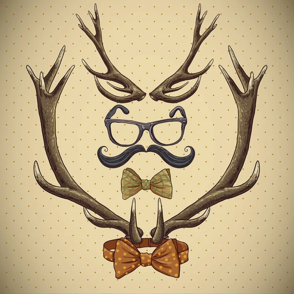 Hipster fundo vintage com chifres de veado —  Vetores de Stock