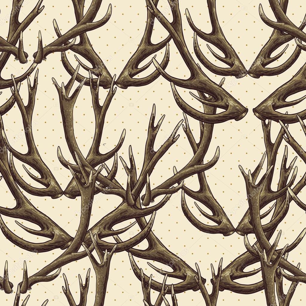 Seamless background with deer antlers Stock Vector Image by ©Depiano