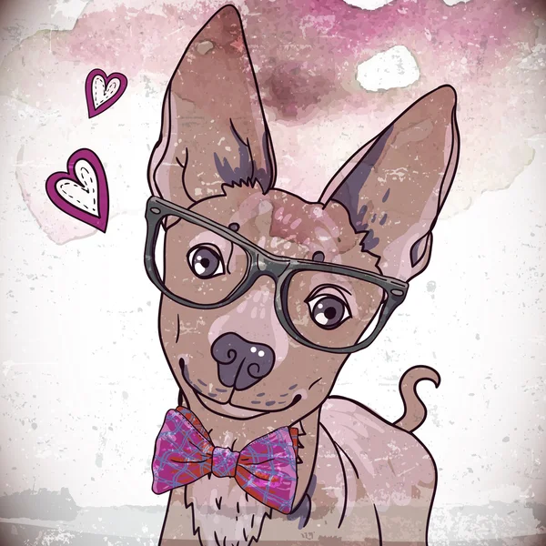 Hipster fundo com um cão — Vetor de Stock