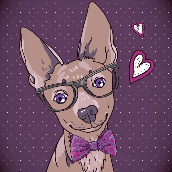 Hipster fondo con un perro — Vector de stock