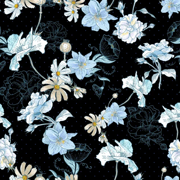 Beau fond floral vintage sans couture — Image vectorielle