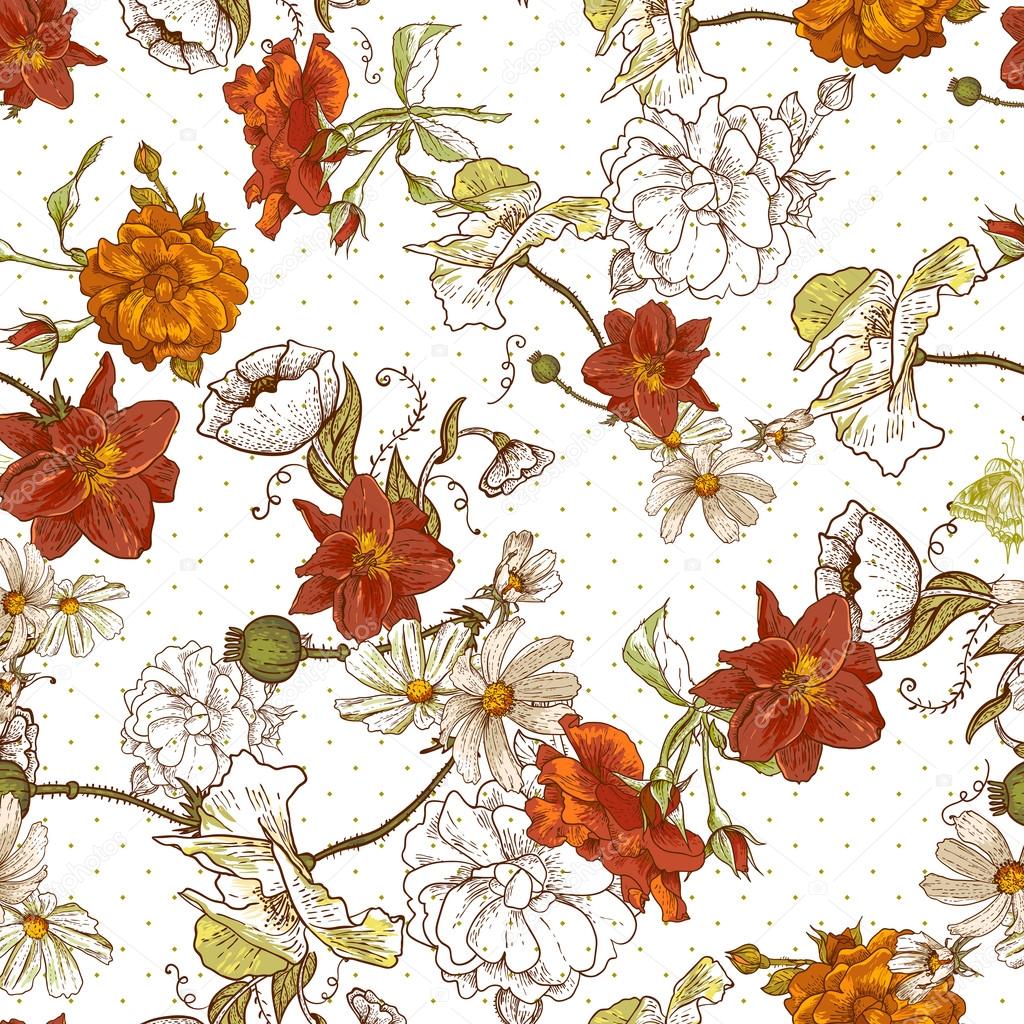 Beautiful Seamless Vintage Floral Background