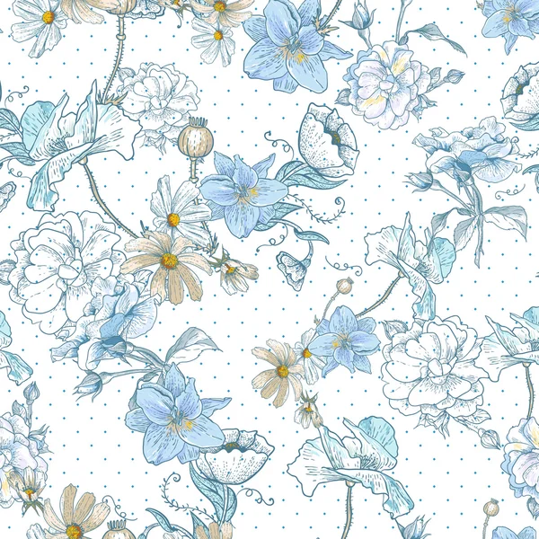 Hermoso fondo floral Vintage sin costuras — Vector de stock