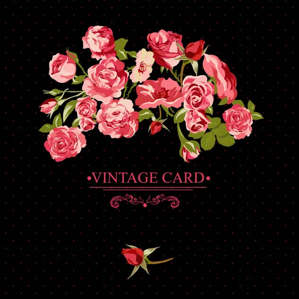 Vintage Floral Card with Roses — Stock Vector