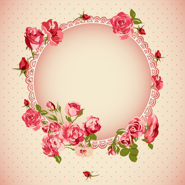 Vintage floral lace background with roses