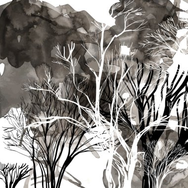 soyut silüeti ağaçlar