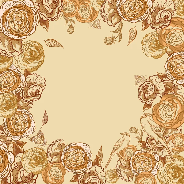 Monochroom uitnodiging kaart ontwerp met bloemen — Stockvector