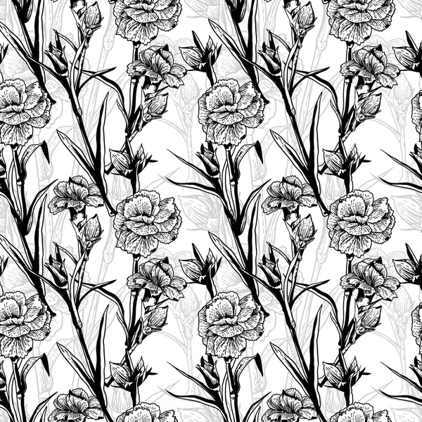Ornement floral sans couture avec oeillets — Image vectorielle