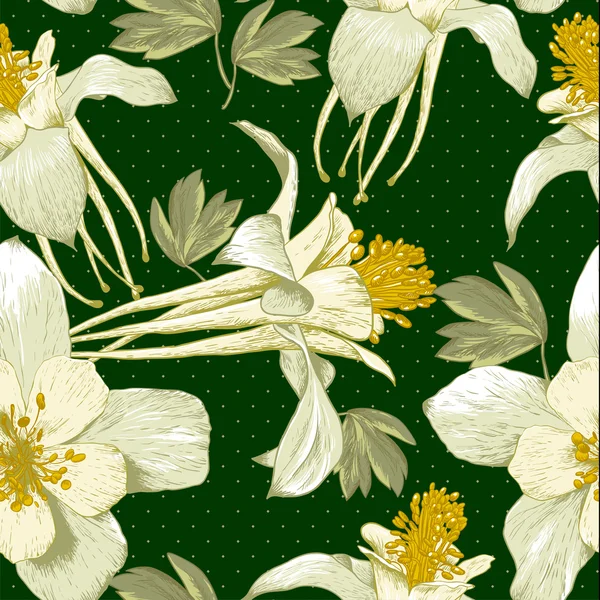Fondo floral sin costuras con flores blancas — Archivo Imágenes Vectoriales