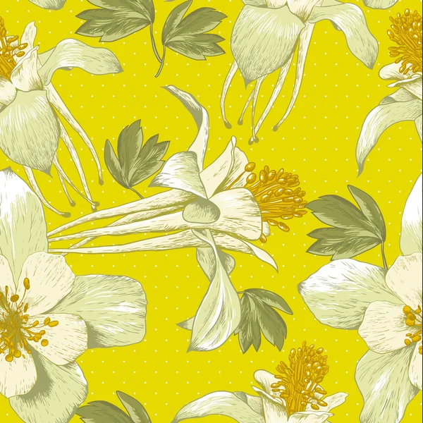 Naadloze floral achtergrond met witte bloemen — Stockvector
