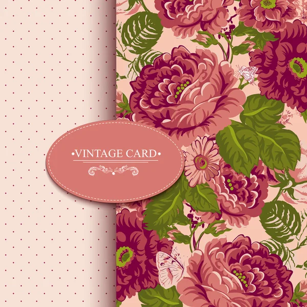 Elegância Vintage Floral Card com rosas — Vetor de Stock