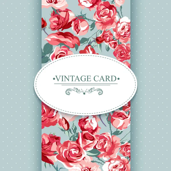 Eleganza Vintage Floral Card con rose — Vettoriale Stock